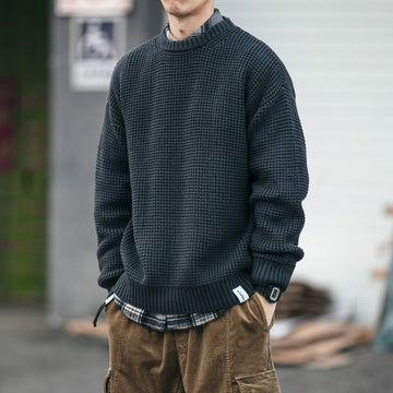 Wiaofellas Harajuku Sweaters Men Winter Casual Regular Fit Crewneck Sweaters Men Pullovers Knitted Sweater Men Fashion Clothing